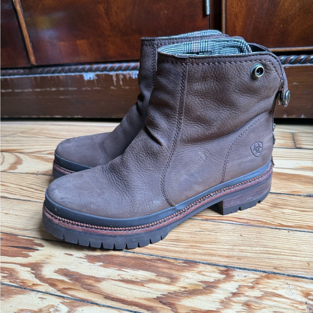 Ariat Leighton Waterproof Women’s Barley Brown Leather Ankle Boots 7B